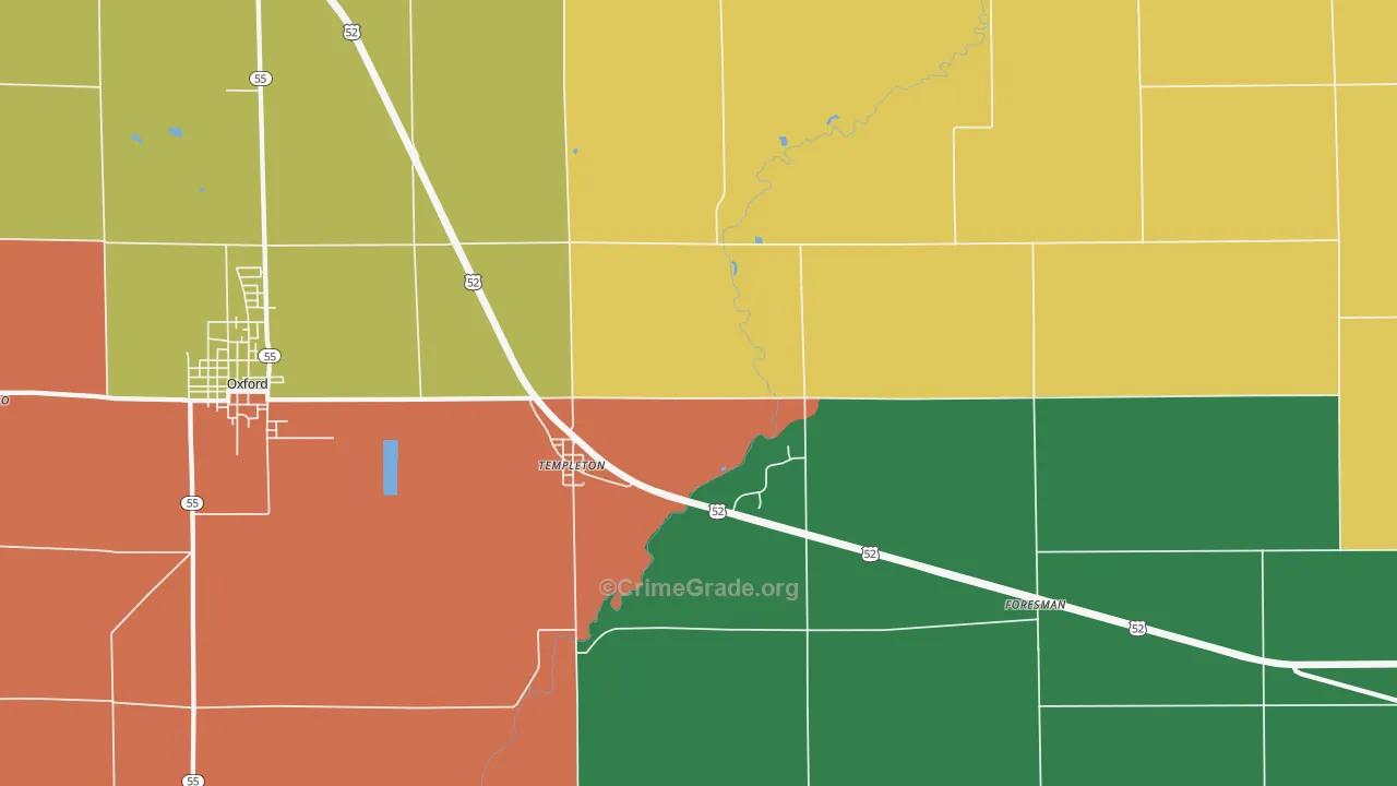 Templeton, IN Map of Drug-Related Crime Rates