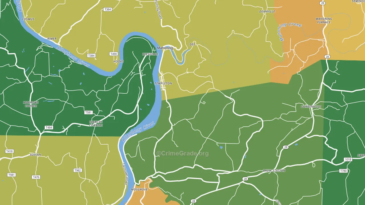 Templeton, PA Map of Drug-Related Crime Rates