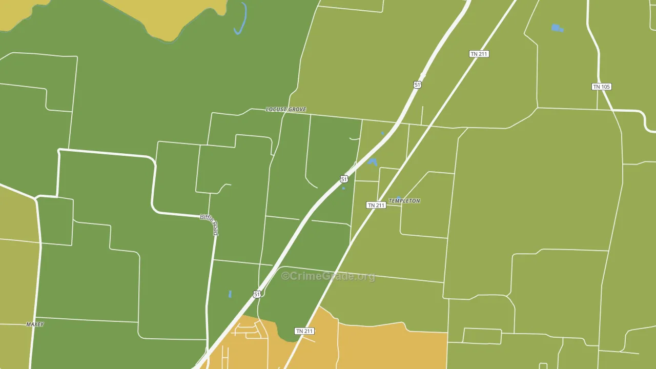 Templeton, TN Map of Drug-Related Crime Rates