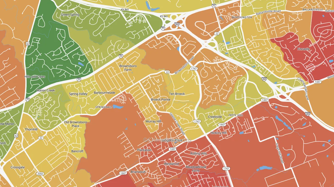 Ten Broeck, KY Map of Drug-Related Crime Rates