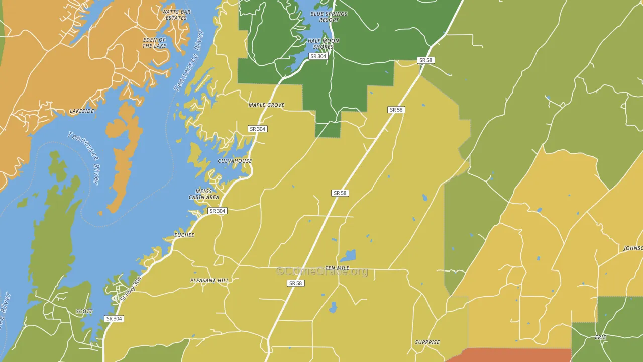 Ten Mile, TN Map of Drug-Related Crime Rates