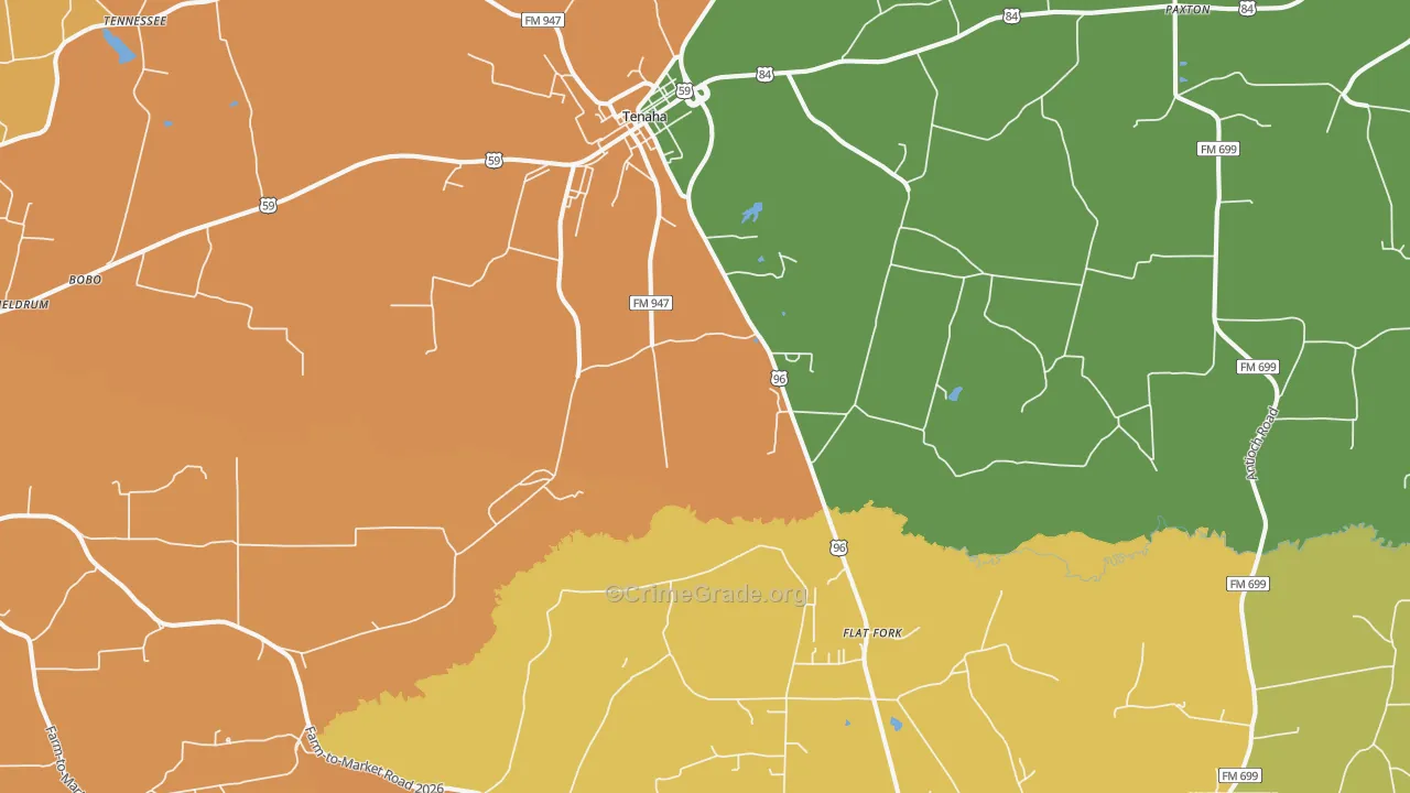 Tenaha, TX Map of Drug-Related Crime Rates