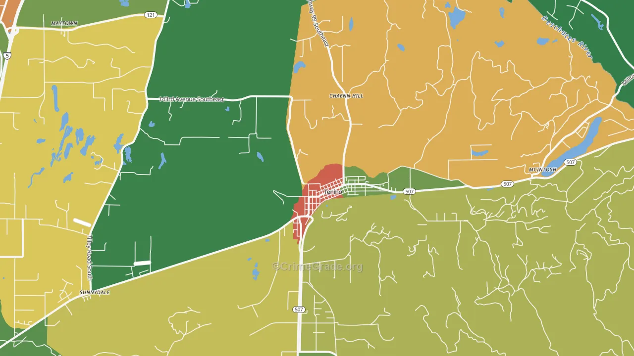 Tenino, WA Map of Drug-Related Crime Rates