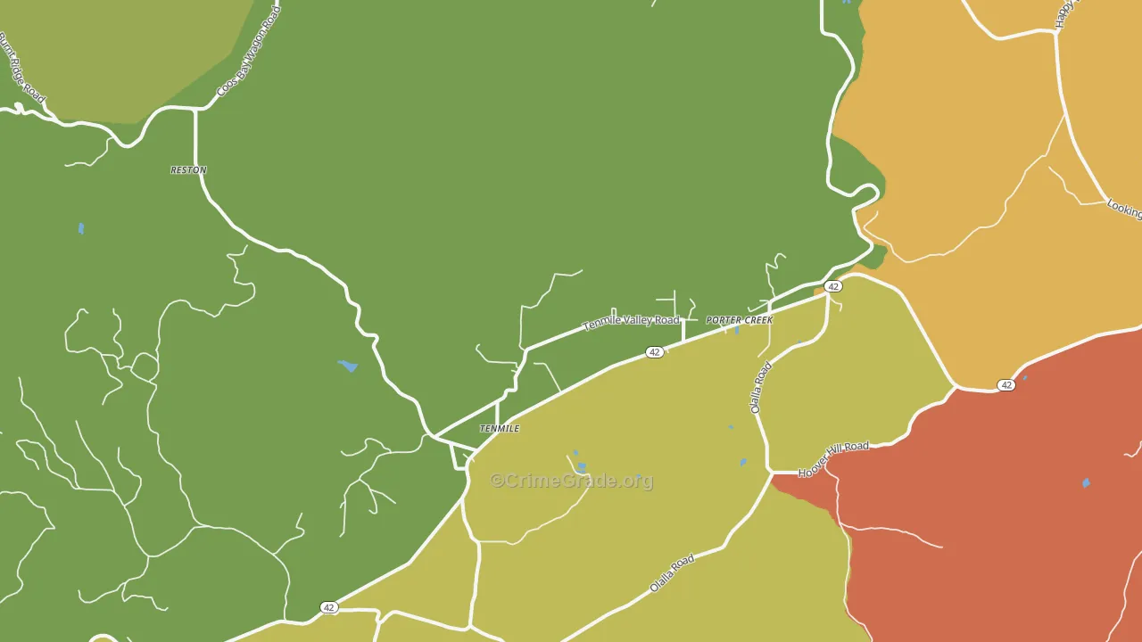 Tenmile, OR Map of Drug-Related Crime Rates