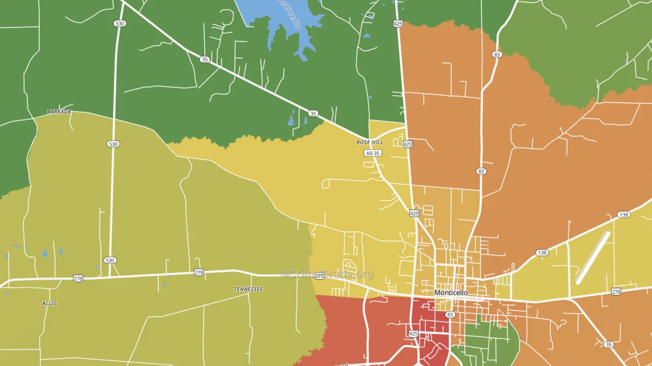 Tennessee, AR Map of Drug-Related Crime Rates