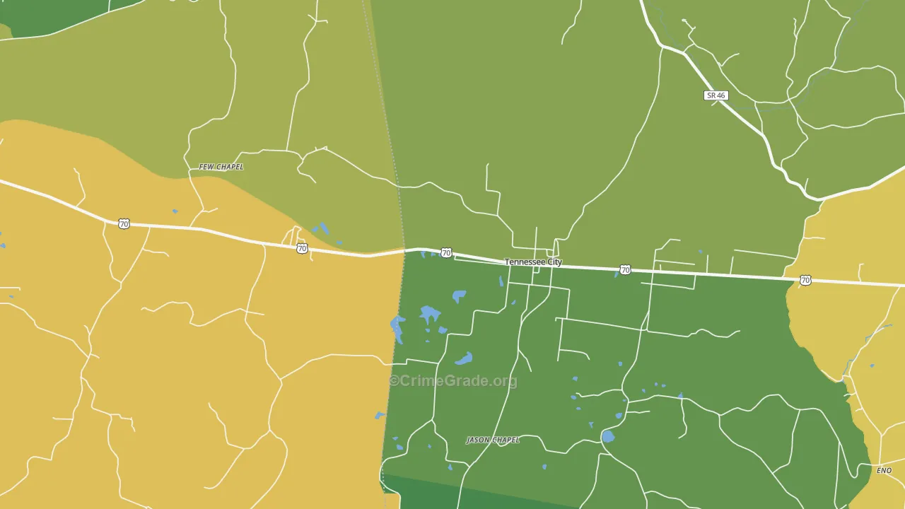 Tennessee City, TN Map of Drug-Related Crime Rates