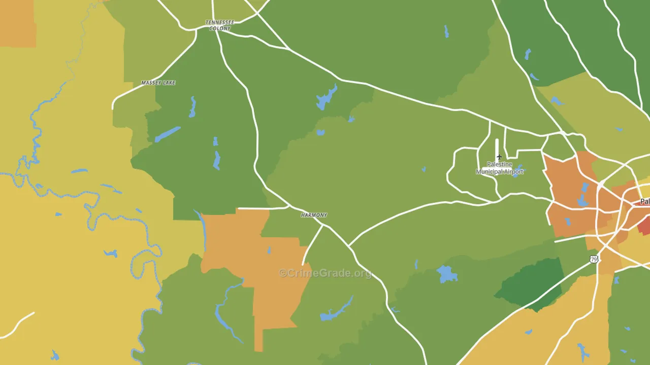 Tennessee Colony, TX Map of Drug-Related Crime Rates