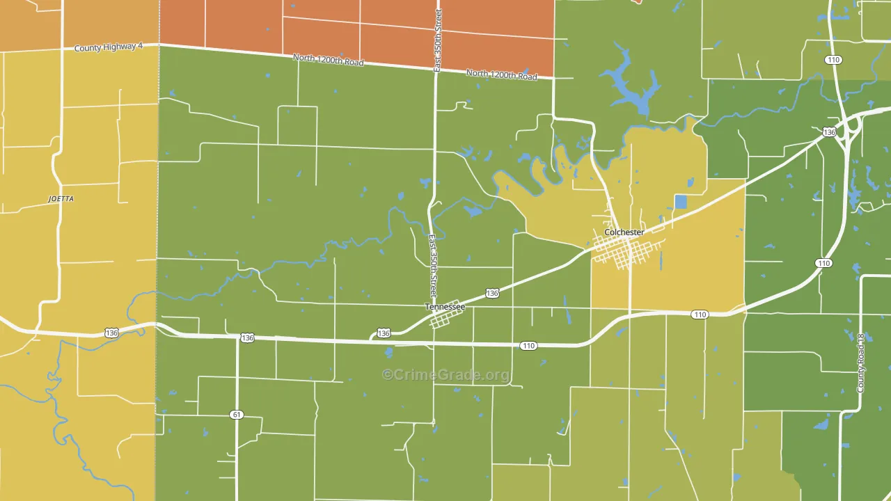 Tennessee, IL Map of Drug-Related Crime Rates