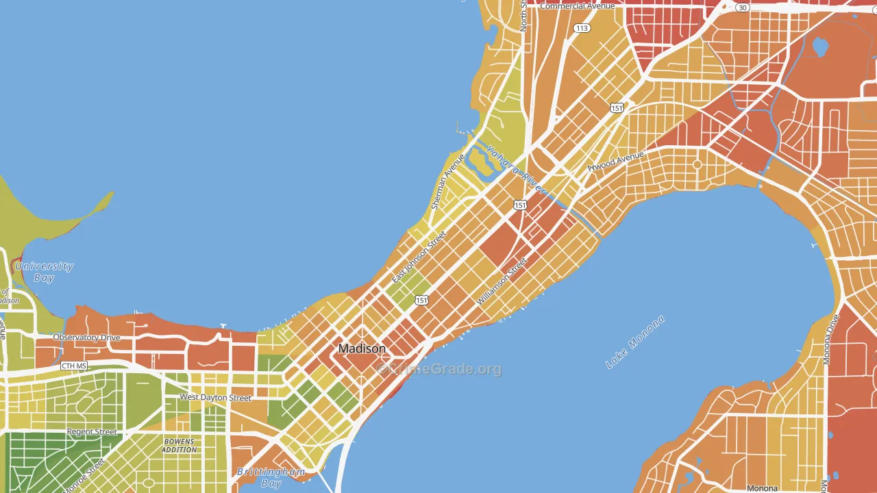 Tenney-Lapham, Madison, WI Map of Drug-Related Crime Rates