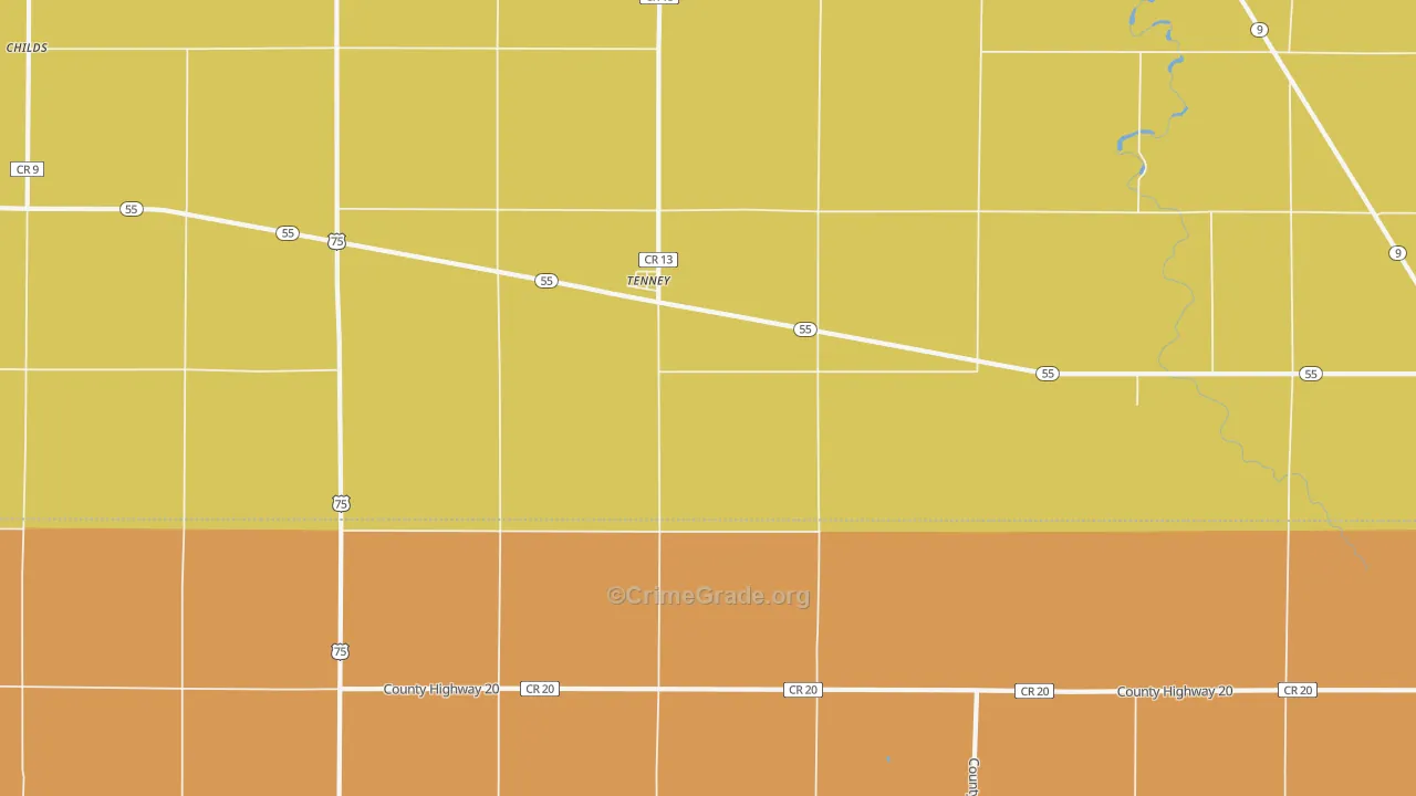 Tenney, MN Map of Drug-Related Crime Rates