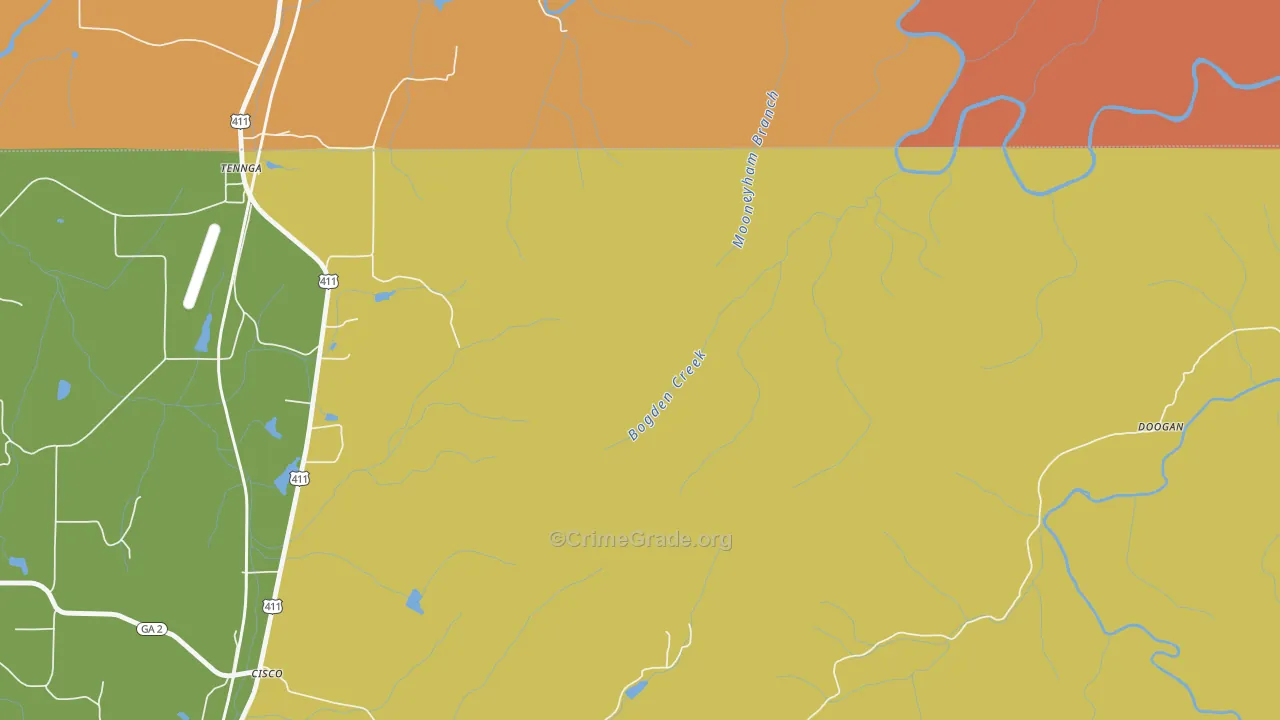 Tennga, GA Map of Drug-Related Crime Rates