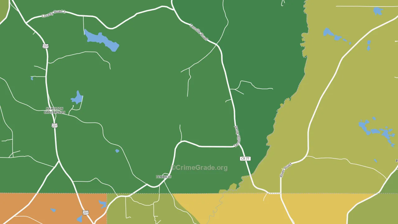 Tennille, AL Map of Drug-Related Crime Rates
