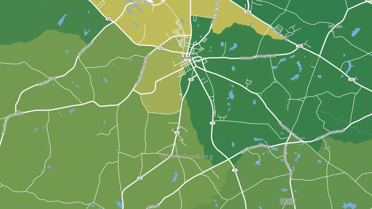 Tennille, GA Map of Drug-Related Crime Rates