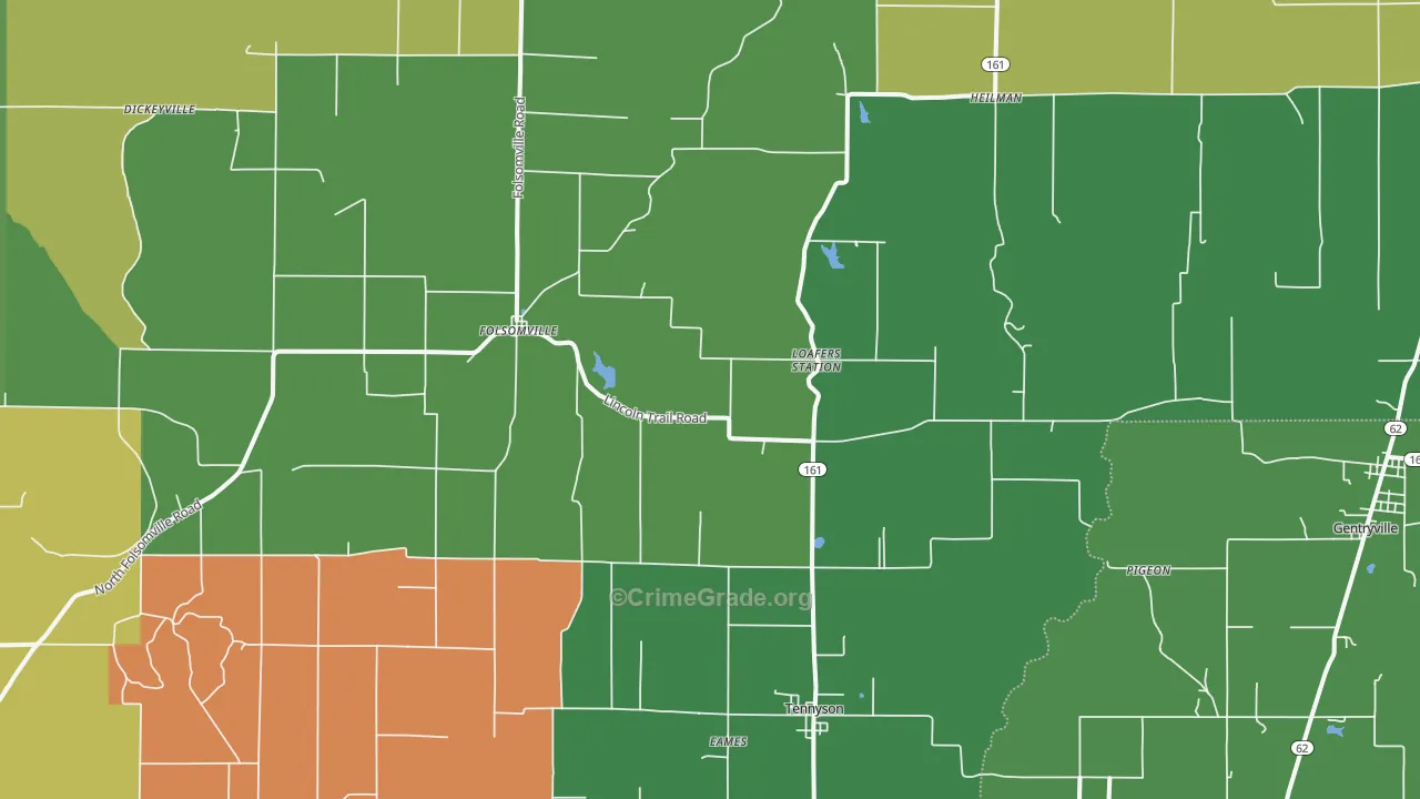 Tennyson, IN Map of Drug-Related Crime Rates