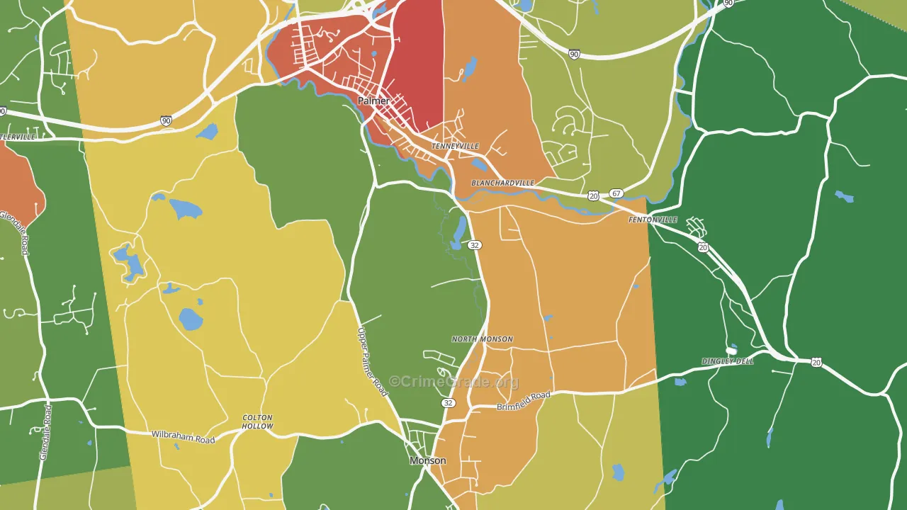 Tennyville, MA Map of Drug-Related Crime Rates
