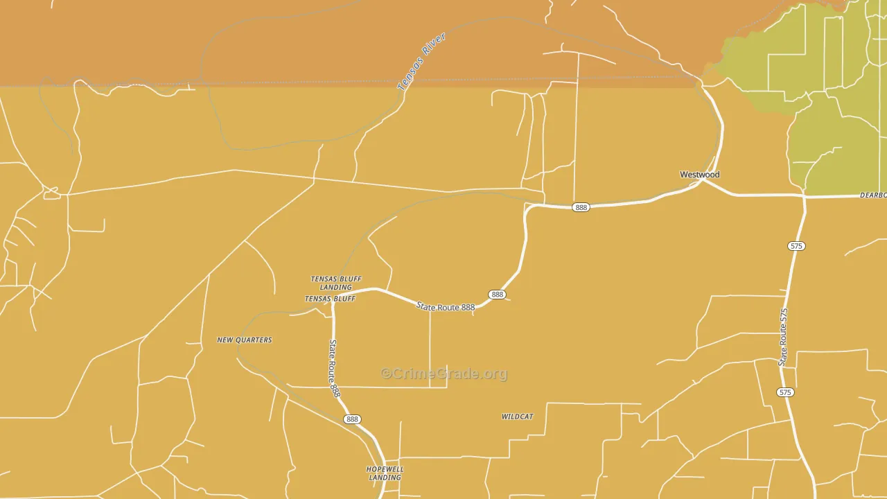 Tensas Bluff, LA Map of Drug-Related Crime Rates