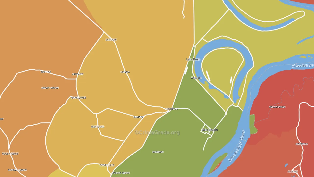 Tensas Parish, LA Map of Drug-Related Crime Rates