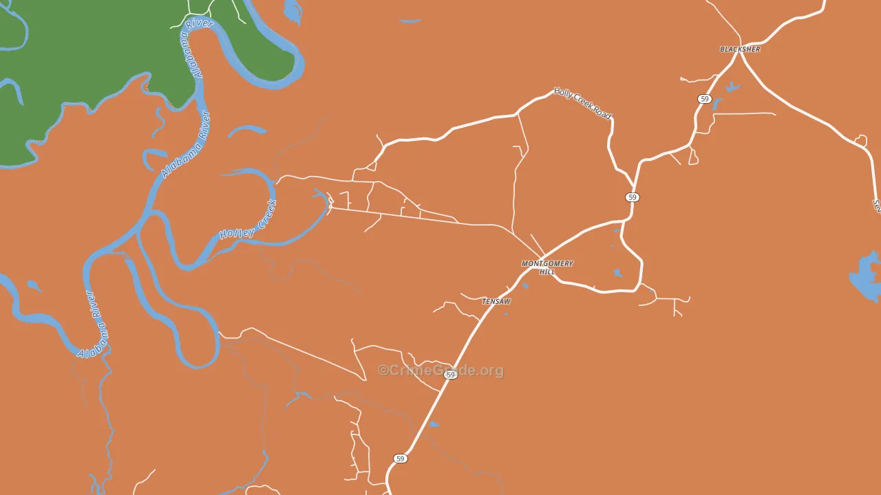 Tensaw, AL Map of Drug-Related Crime Rates