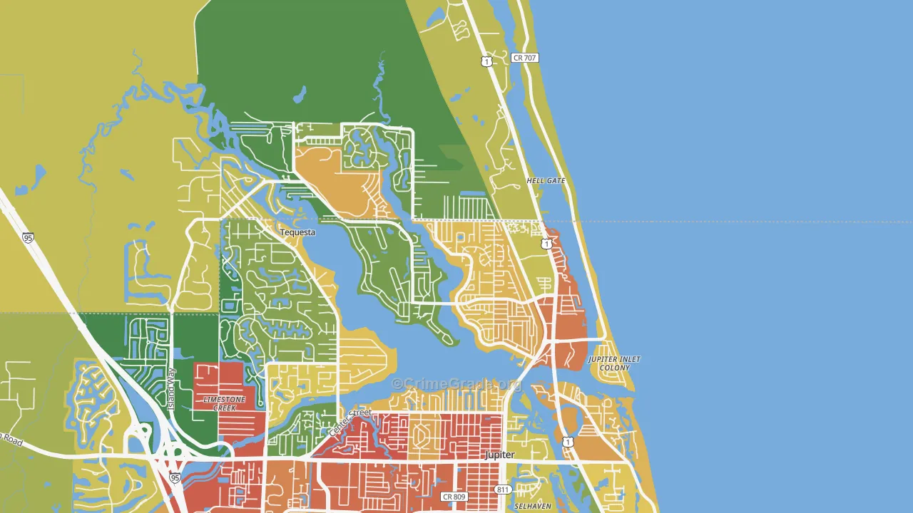 Tequesta, FL Map of Drug-Related Crime Rates