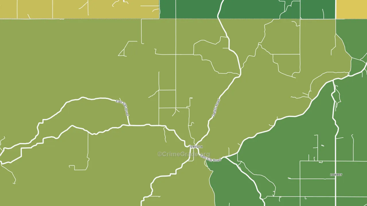 Teresita, OK Map of Drug-Related Crime Rates