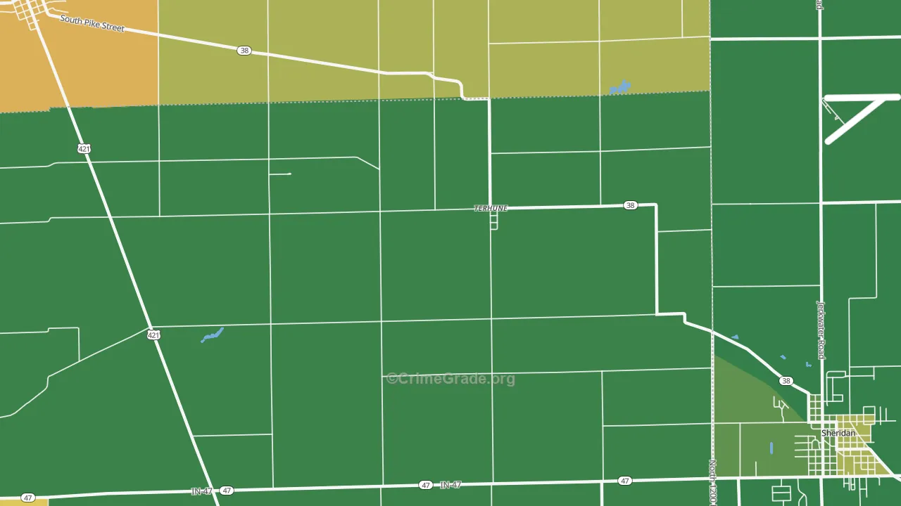 Terhune, IN Map of Drug-Related Crime Rates