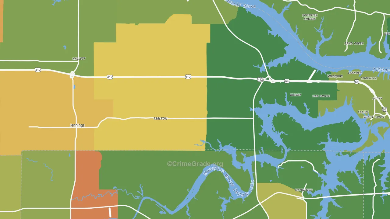 Terlton, OK Map of Drug-Related Crime Rates
