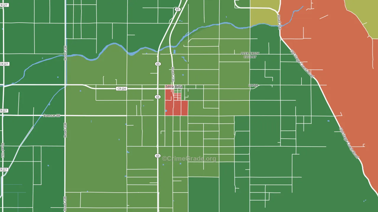 Terra Bella, CA Map of Drug-Related Crime Rates