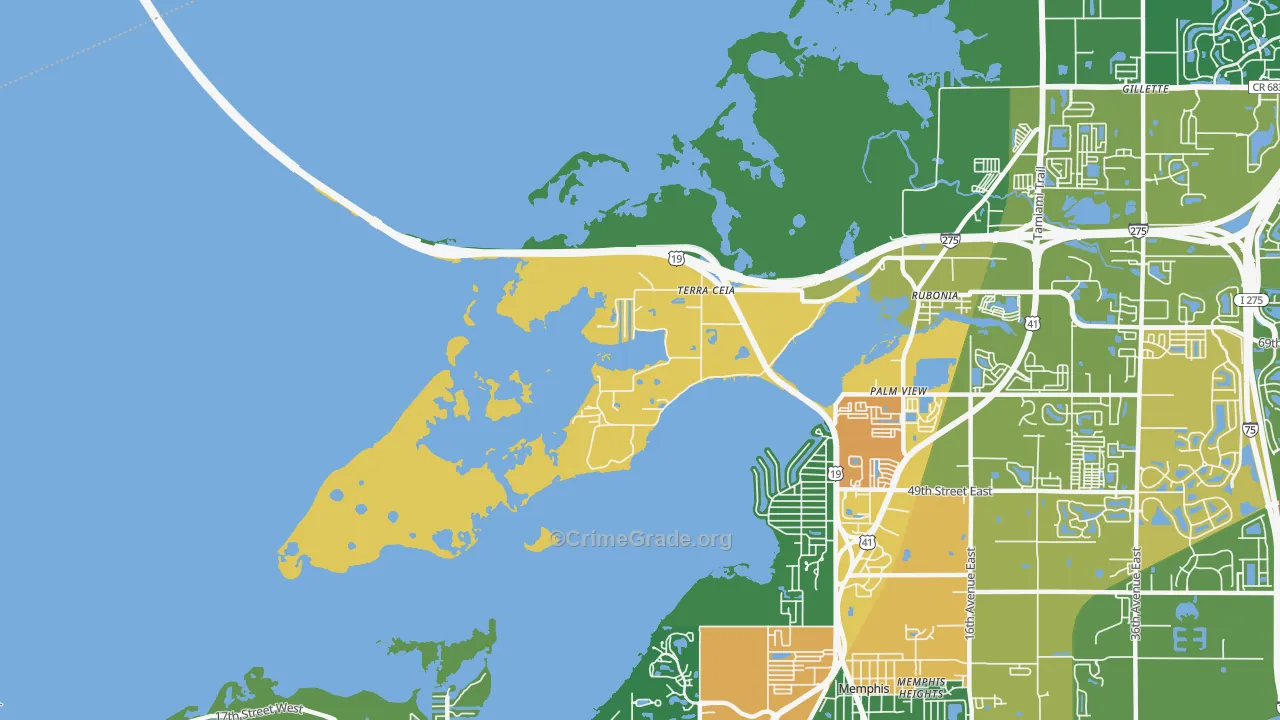 Terra Ceia, FL Map of Drug-Related Crime Rates