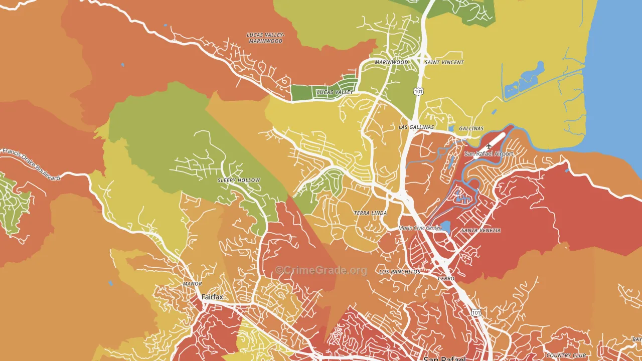 Terra Linda, San Rafael, CA Map of Drug-Related Crime Rates