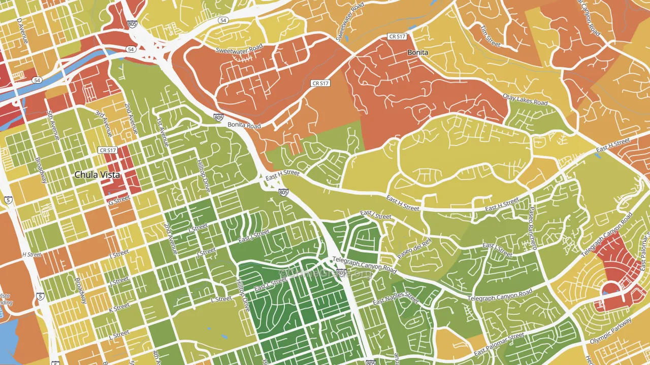Terra Nova, Chula Vista, CA Map of Drug-Related Crime Rates