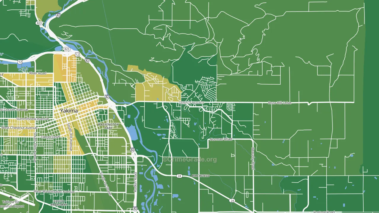 Terrace Heights, WA Map of Drug-Related Crime Rates