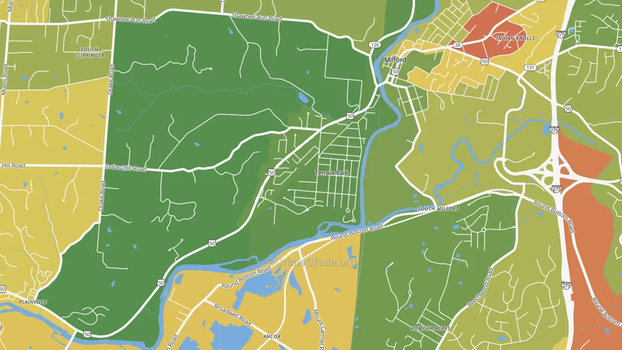 Terrace Park, OH Map of Drug-Related Crime Rates