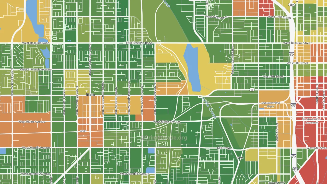 Terrace, San Bernardino, CA Map of Drug-Related Crime Rates