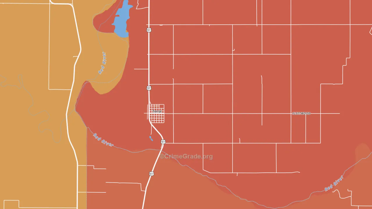 Terral, OK Map of Drug-Related Crime Rates