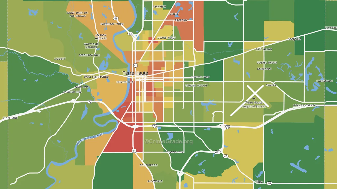 Terre Haute, IN Map of Drug-Related Crime Rates