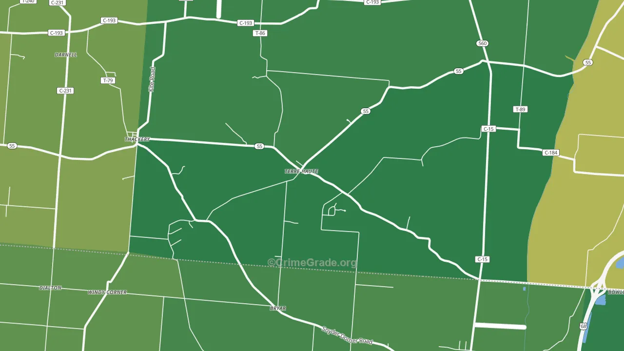 Terre Haute, OH Map of Drug-Related Crime Rates