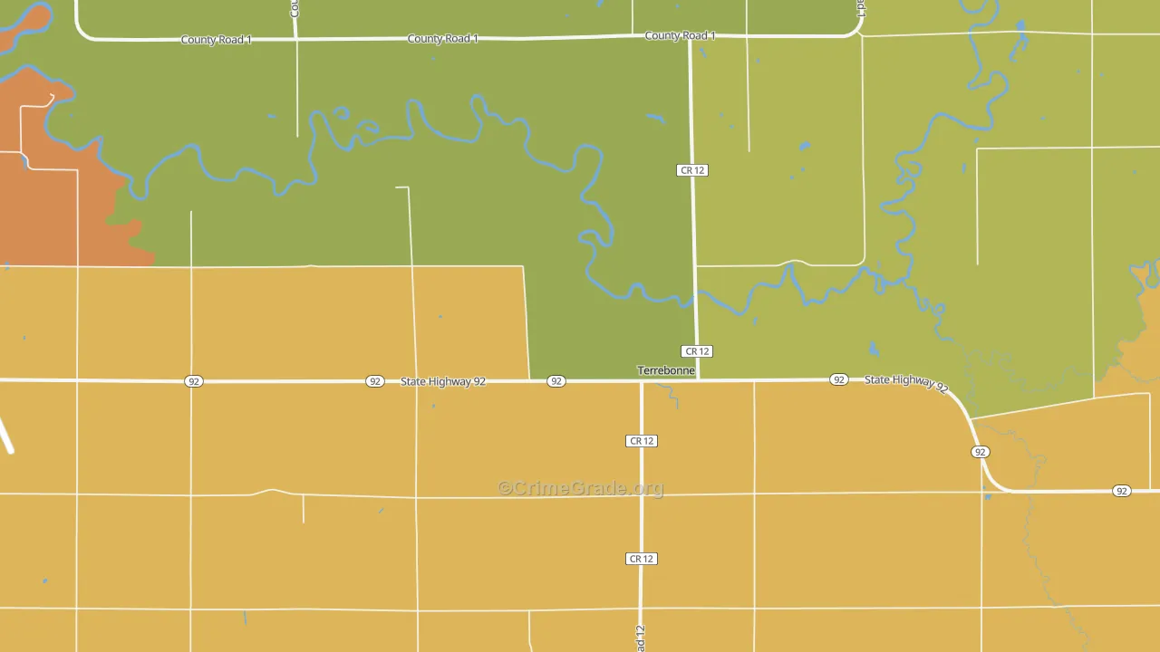 Terrebonne, MN Map of Drug-Related Crime Rates