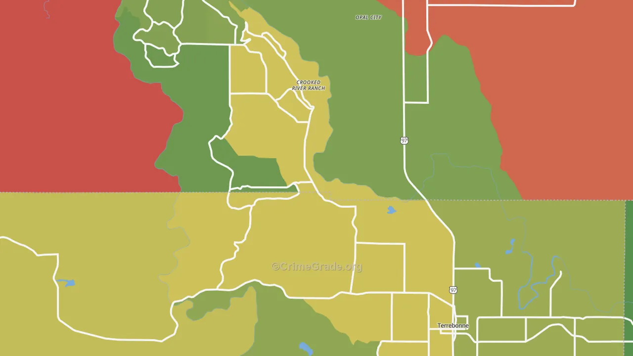 Terrebonne, OR Map of Drug-Related Crime Rates