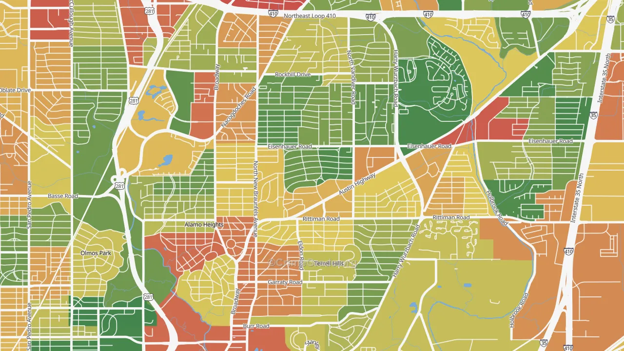 Terrell Heights, San Antonio, TX Map of Drug-Related Crime Rates