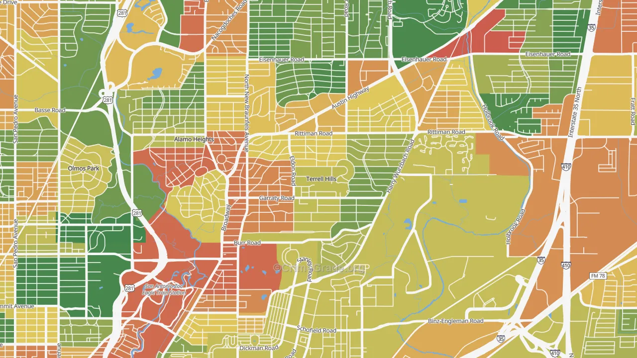 Terrell Hills, TX Map of Drug-Related Crime Rates