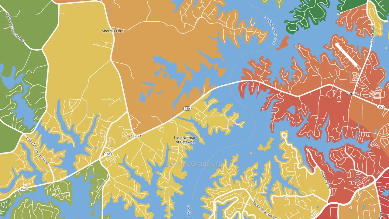 Terrell, NC Map of Drug-Related Crime Rates