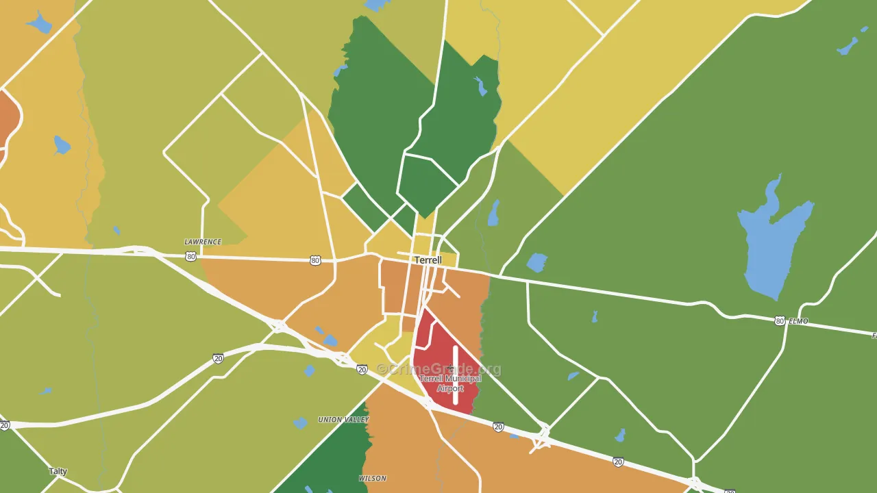 Terrell, TX Map of Drug-Related Crime Rates
