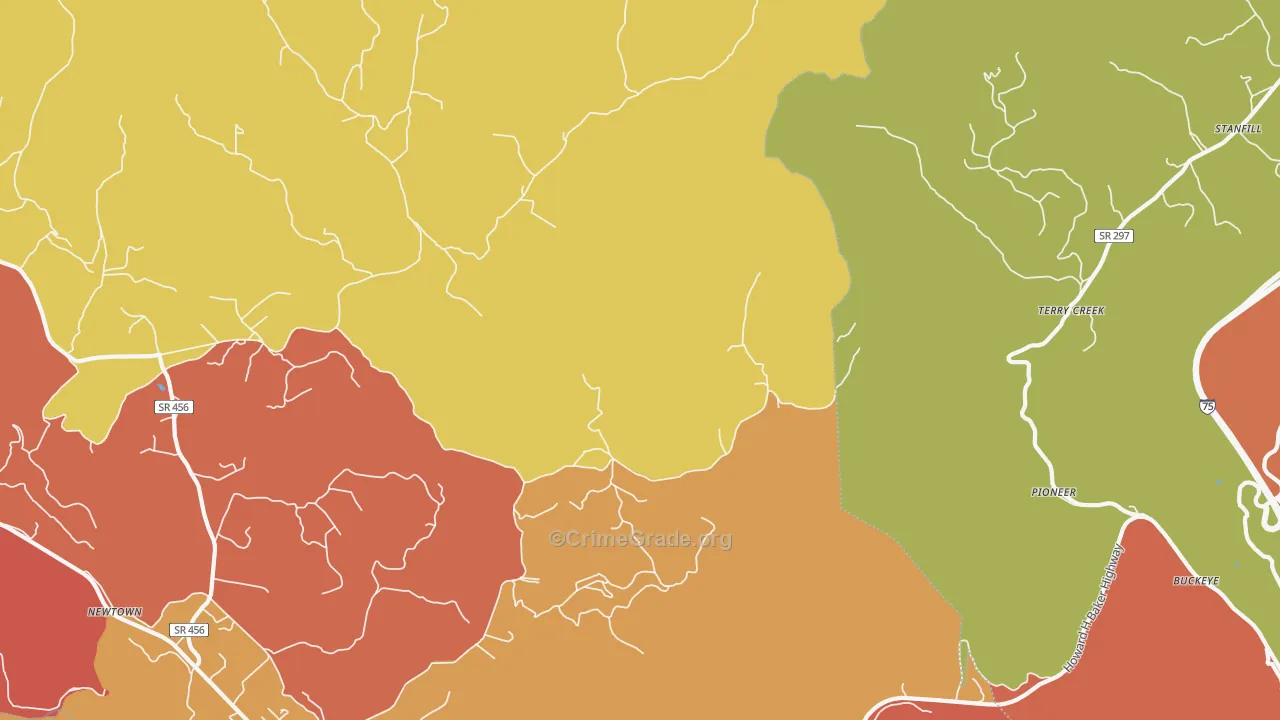 Terry Creek, TN Map of Drug-Related Crime Rates