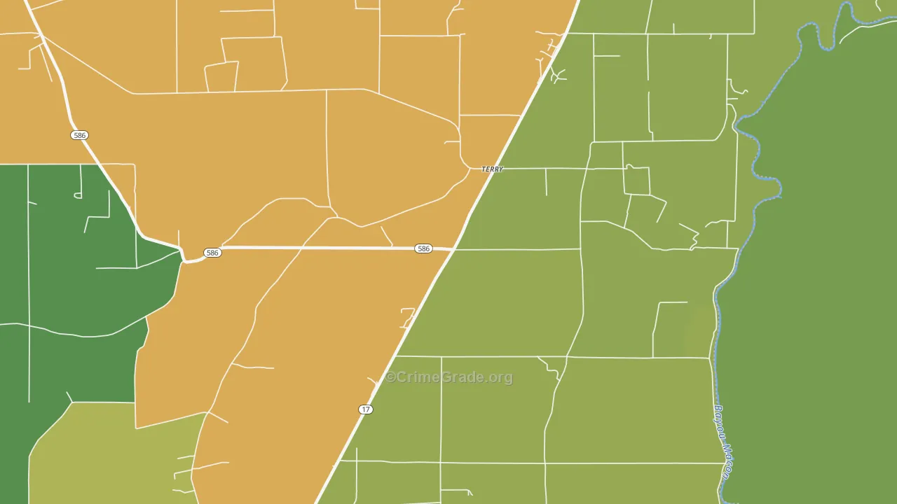 Terry, LA Map of Drug-Related Crime Rates