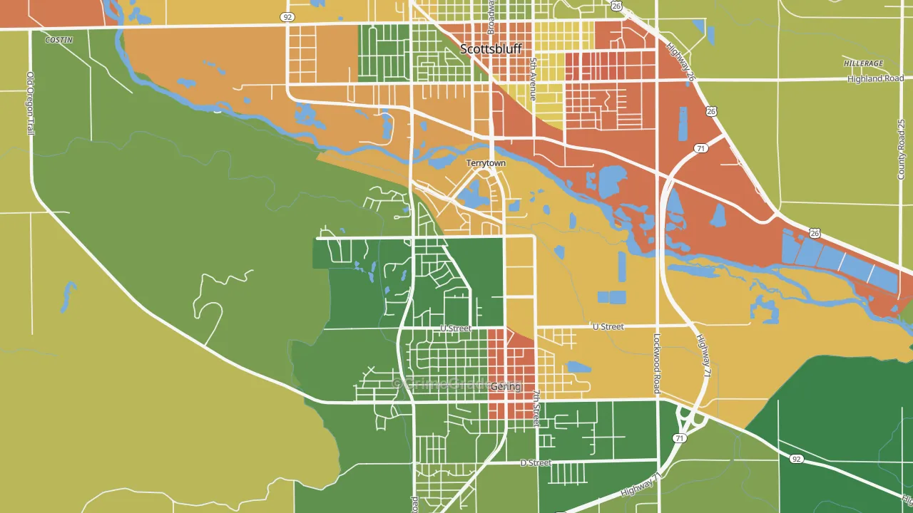 Terrytown, NE Map of Drug-Related Crime Rates