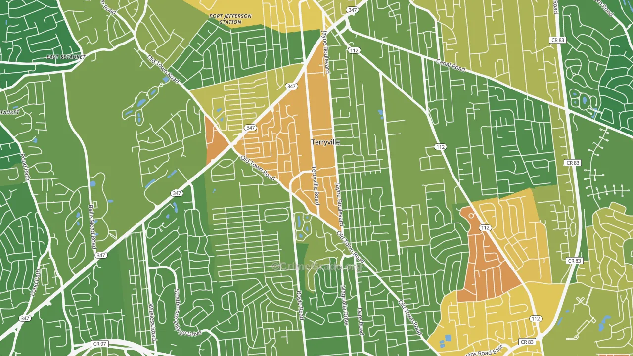 Terryville, NY Map of Drug-Related Crime Rates