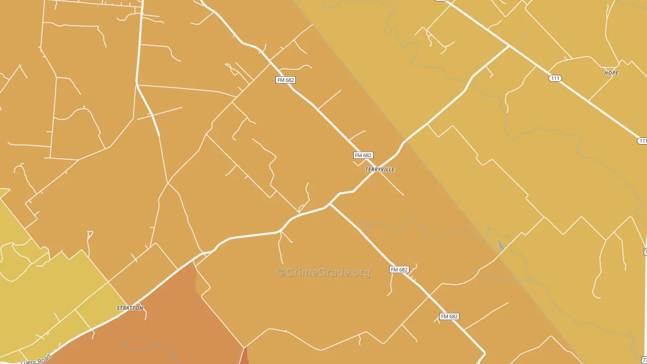 Terryville, TX Map of Drug-Related Crime Rates