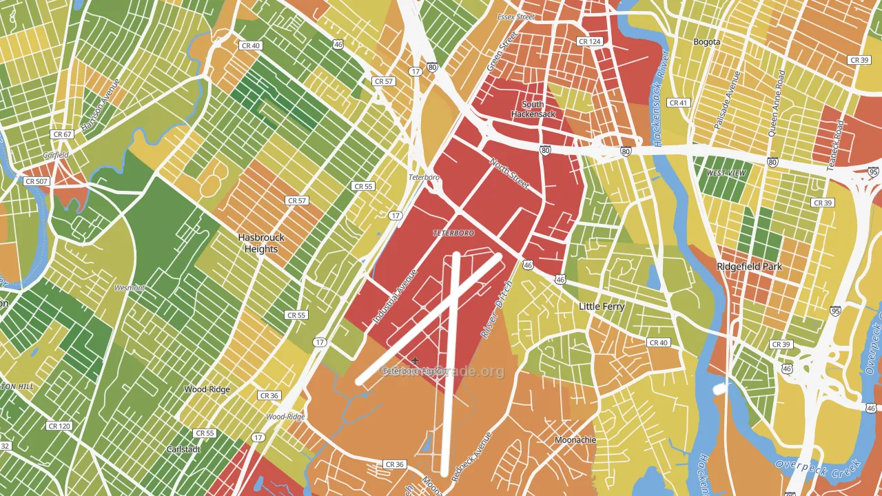 Teterboro, NJ Map of Drug-Related Crime Rates