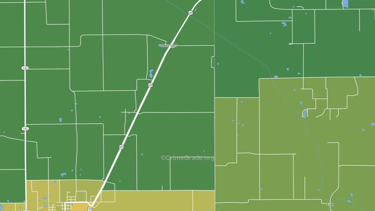 Texas City, IL Map of Drug-Related Crime Rates