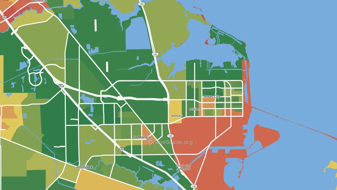 Texas City, TX Map of Drug-Related Crime Rates